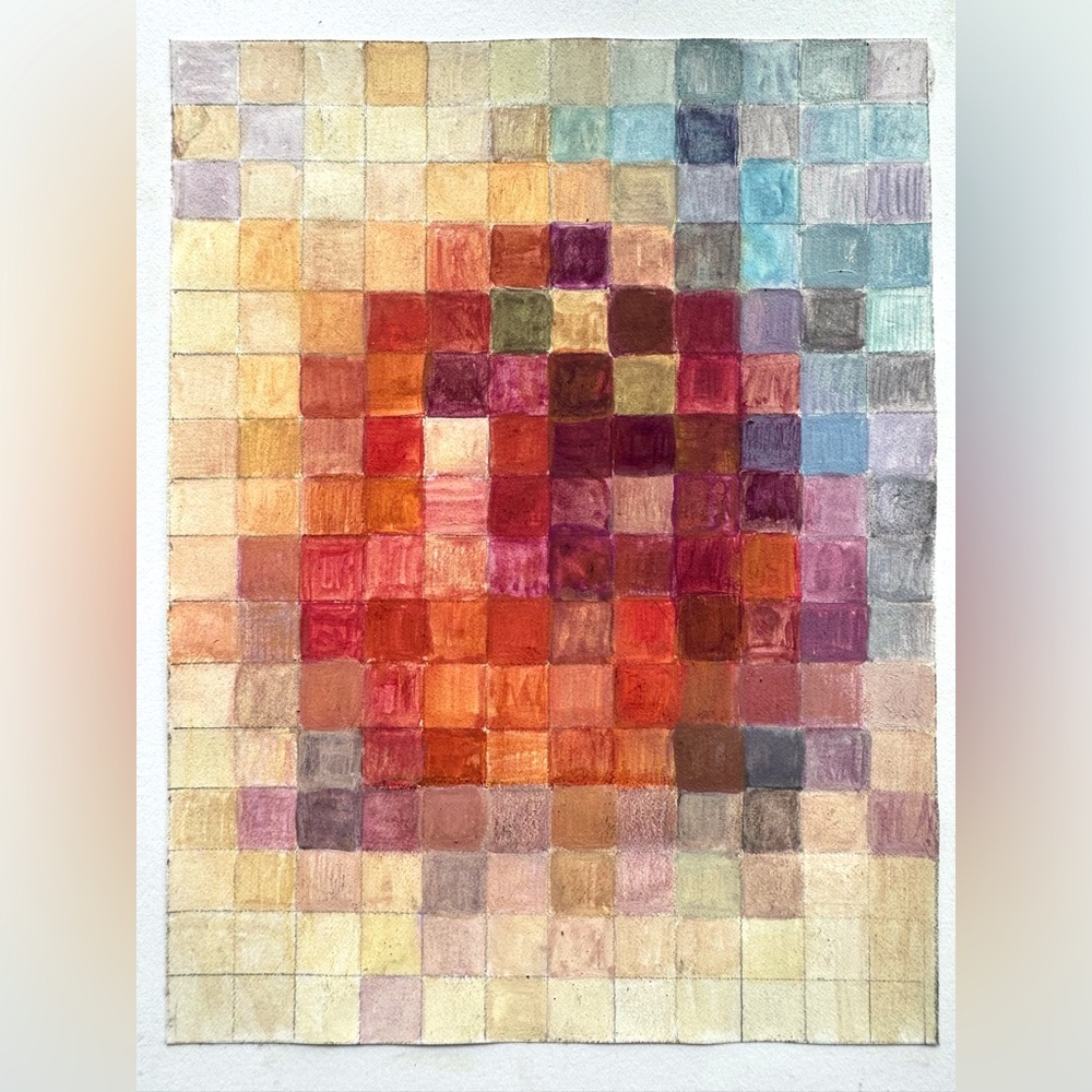 NEW Handmade Hand Crafted Original Artwork Pixellated Colorful Geometric Art